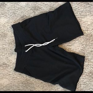 Black drawl string shorts